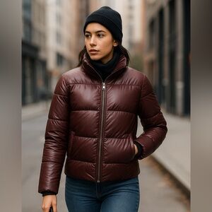 Theory Orion Down Puffer Jacket in Plum – Size Small